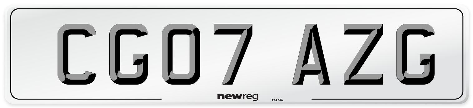 CG07 AZG Number Plate from New Reg